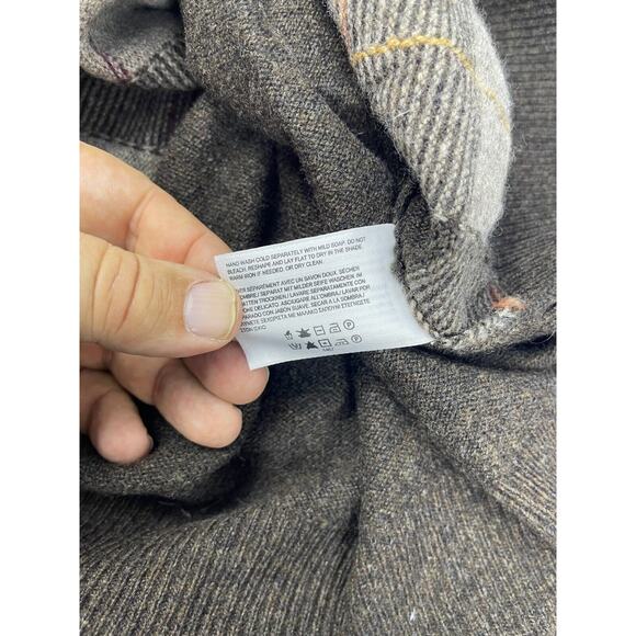 Brooks‎ Brothers Scottish Lambswool Sweater Mens XL Brown Plain V Neck Pullover - Picture 6 of 9